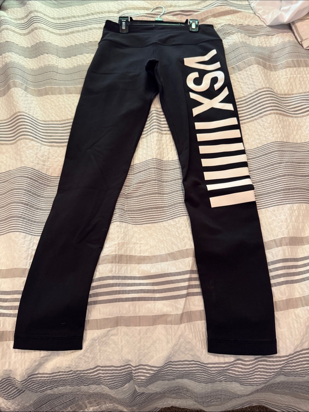 VSX Black Leggings with White Side Logo